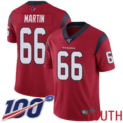 Houston Texans Limited Red Youth Nick Martin Alternate Jersey NFL Football #66 100th Season Vapor Untouchable
